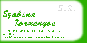 szabina kormanyos business card